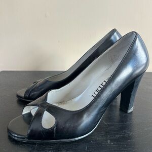 Sam & Libby Black Peep-Toe Heels